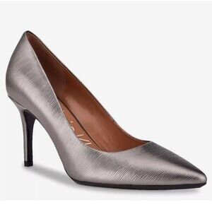 Calvin Klein Gayle Stiletto Pumps Womens Sz 9 Anthrasite Leather Heels NEW